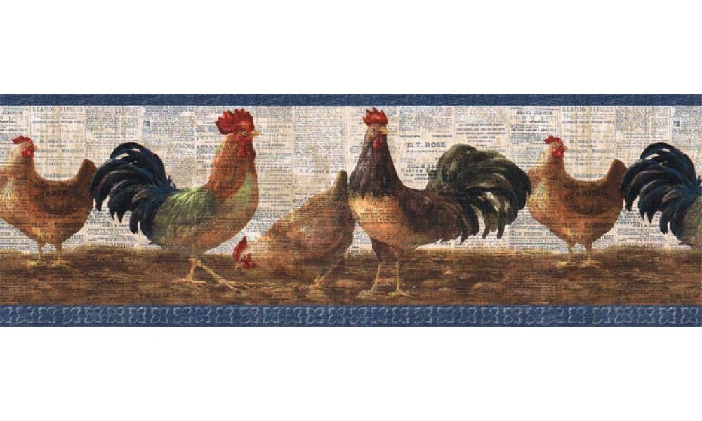 Layered Rooster VIN7323B Wallpaper Border