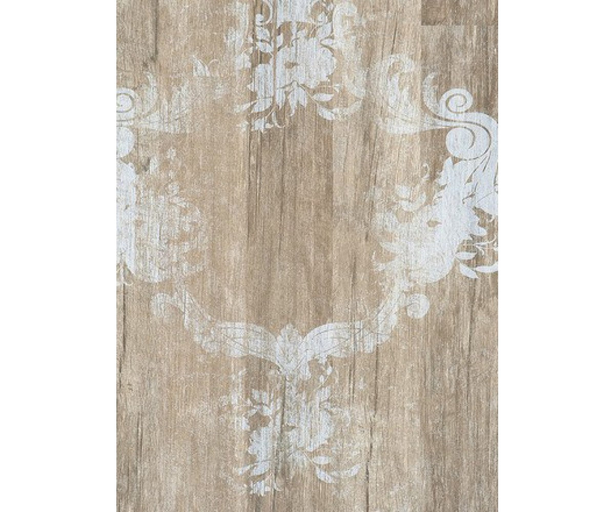 Tan Silver Damask Serenity Wallpaper