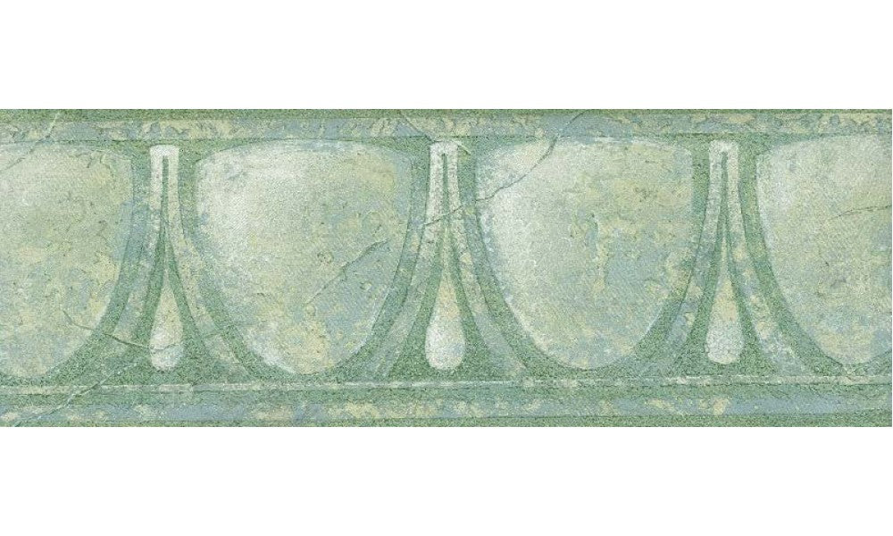 Green White Glass Vintage NB76938B Wallpaper Border