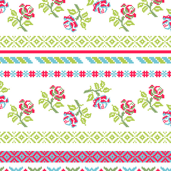 Bright Floral Stripes Pink Green 46911 Wallpaper