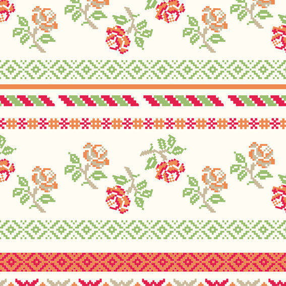 Bright Floral Stripes Red Green 46913 Wallpaper