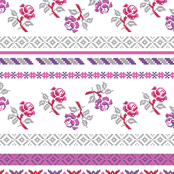 Bright Floral Stripes Violet Grey 46914 Wallpaper