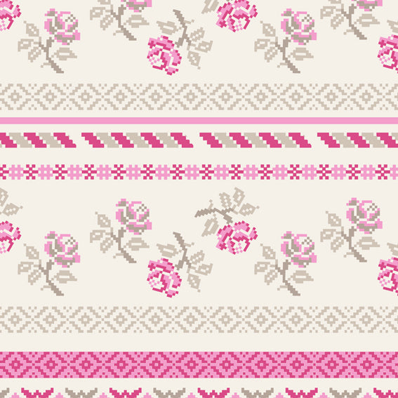 Bright Floral Stripes Purple Grey 46915 Wallpaper