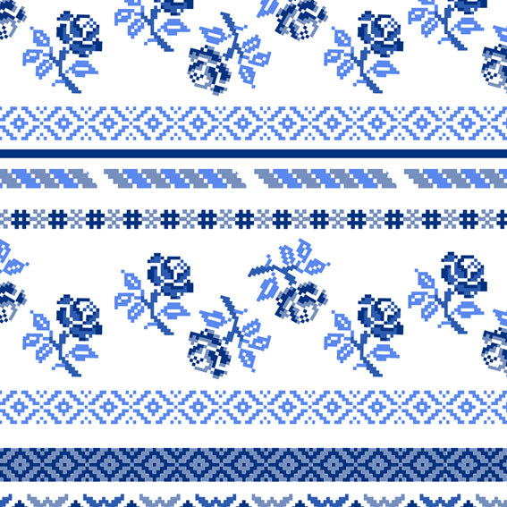 Bright Floral Stripes Blue Grey 46916 Wallpaper