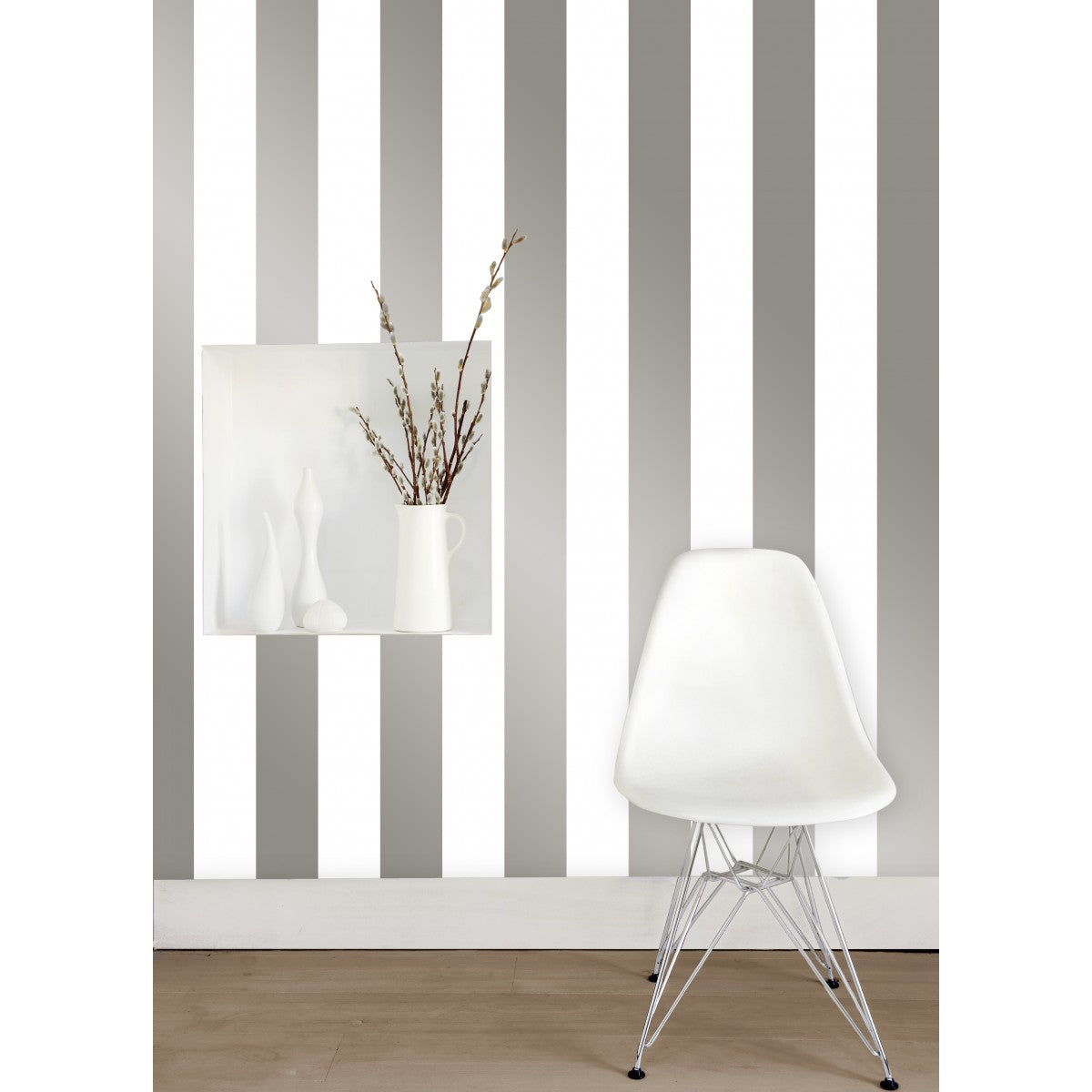 Silver Wallpaper Mini Stripe Self-Adhesive ST602