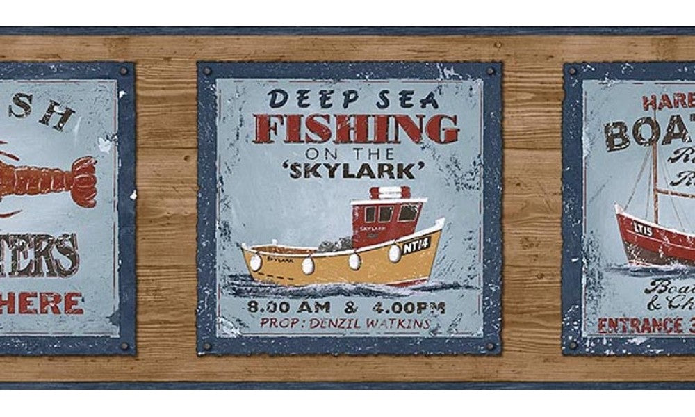 Fishing on the Skylark PB58047B Wallpaper Border