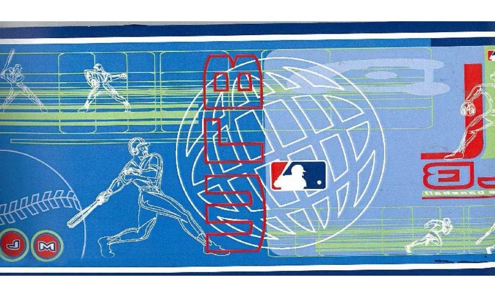 Blue MLB Baseball Moves 5815435 Wallpaper Border