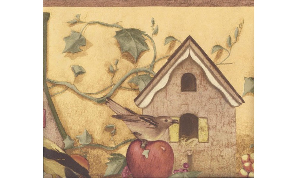 Yellow Apple Birdhouse 41776410 Wallpaper Border