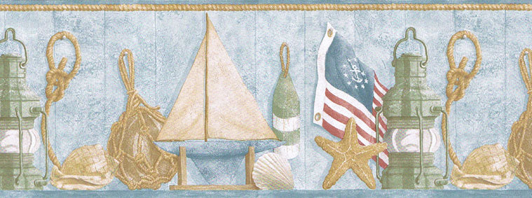 American Flag Sea Star PB58052B Wallpaper Border