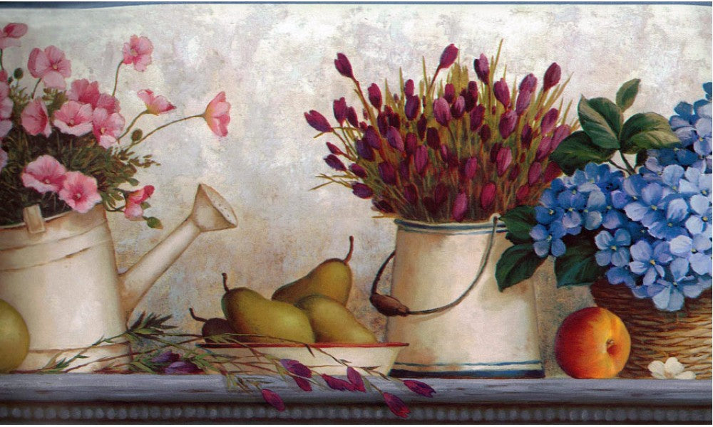 Blue Pink Florwer Bunch KBE12591 Wallpaper Border