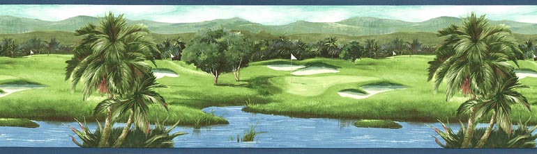 Golfing Palm Tree TM75082 Wallpaper Border