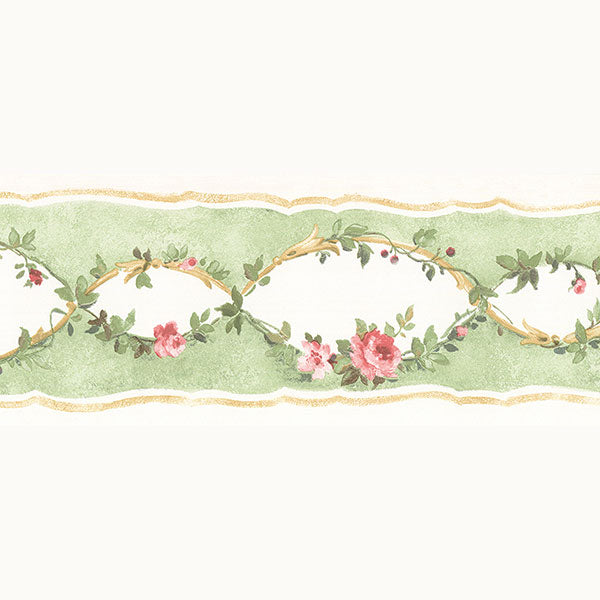 Green Rose Vine PP79059 Wallpaper Border