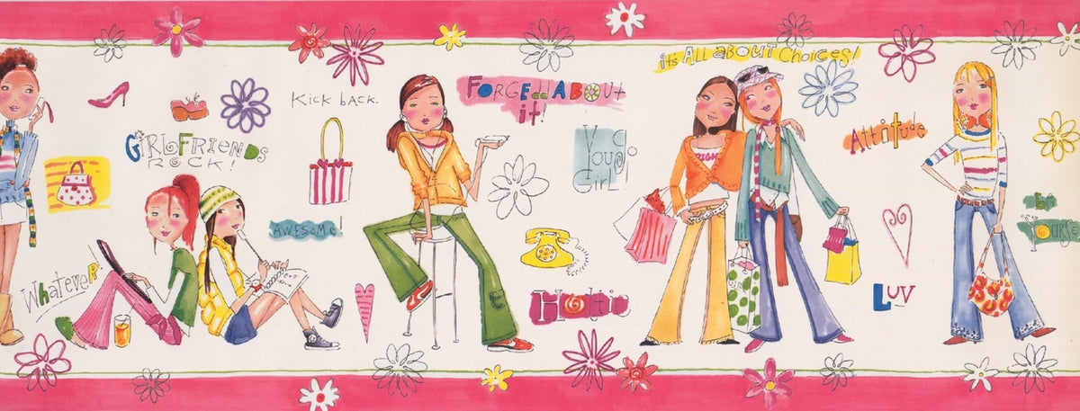 Girls Rule Rock Alabaster Kids WK9136B Wallpaper Border