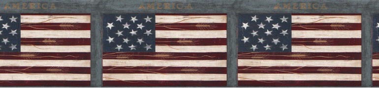 Americana American Flags WK74773 Wallpaper Border