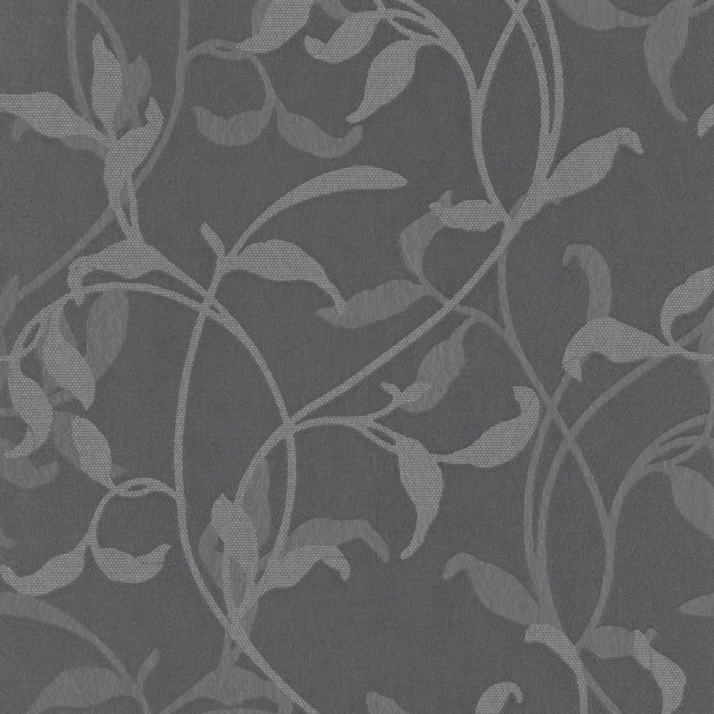 Leaf Trail Motifs Grey Black 5746-47 Wallpaper