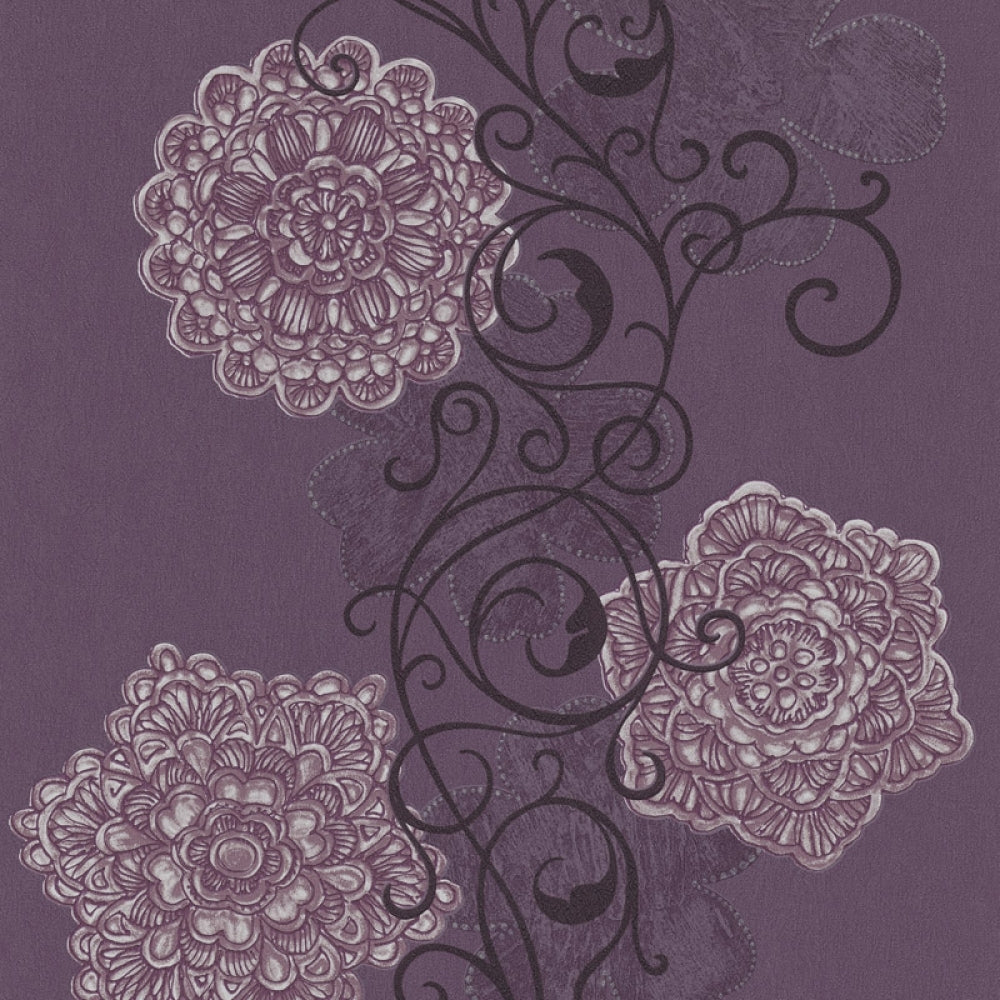 Floral Motifs Scroll Violet 5747-45 Wallpaper