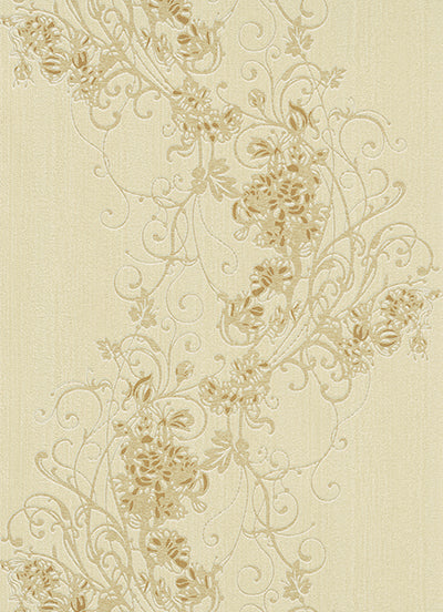 Ornated Floral Scroll Beige 5794-02 Wallpaper
