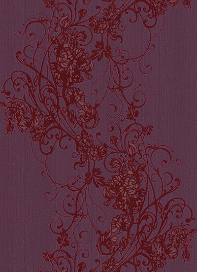 Ornated Floral Scroll Red Violet 5794-09 Wallpaper