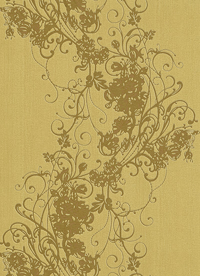 Ornated Floral Scroll Yellow Gold 5794-30 Wallpaper