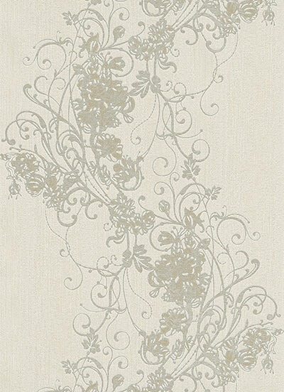 Ornated Floral Scroll Grey 5794-37 Wallpaper
