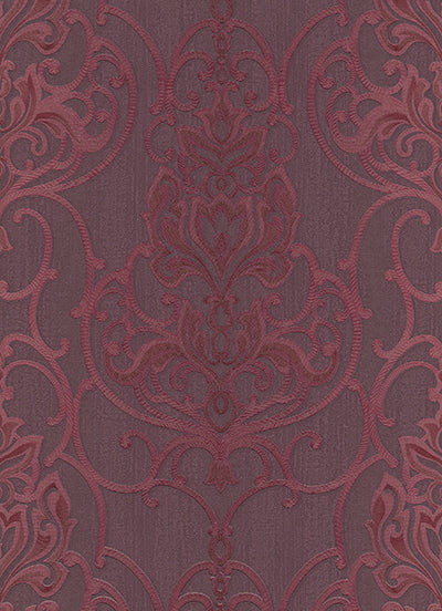 Ornated Floral Damask Red Violet 5795-09 Wallpaper