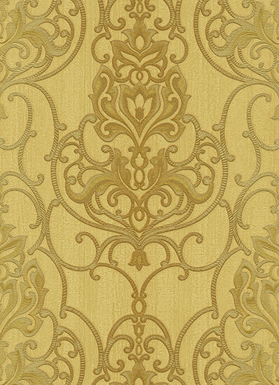 Ornated Floral Damask Yellow Gold 5795-30 Wallpaper