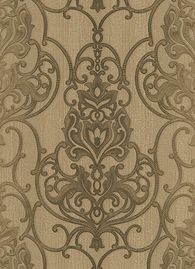 Ornated Floral Damask Brown Bronze 5795-33 Wallpaper