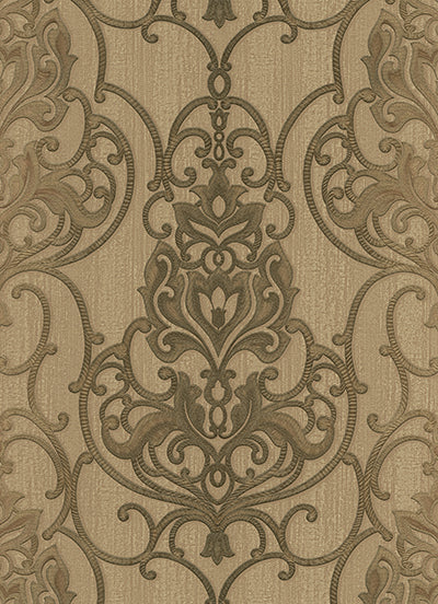 Ornated Floral Damask Brown Bronze 5795-33 Wallpaper