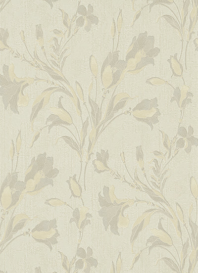 Tulip Floral Trail Grey Cream 5796-37 Wallpaper
