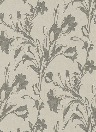 Tulip Floral Trail Taupe Grey 5796-49 Wallpaper