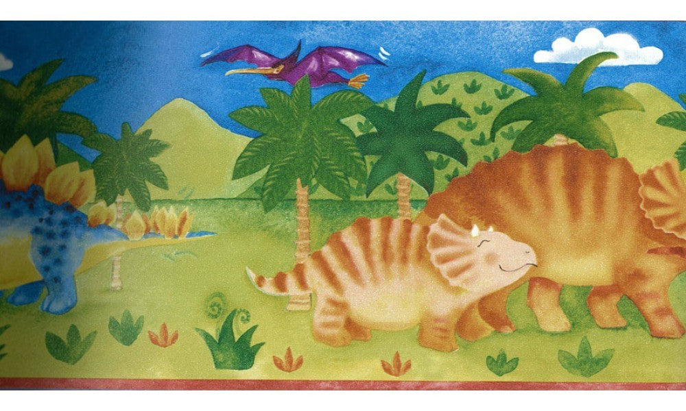 Kids River Green Dino GU92042 Wallpaper Border