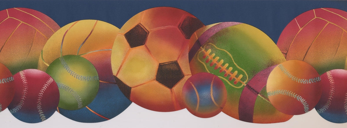 Colorful Football Baseball WK9293B Wallpaper Border