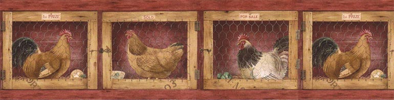 Roosters Hens AFR7135 Wallpaper Border