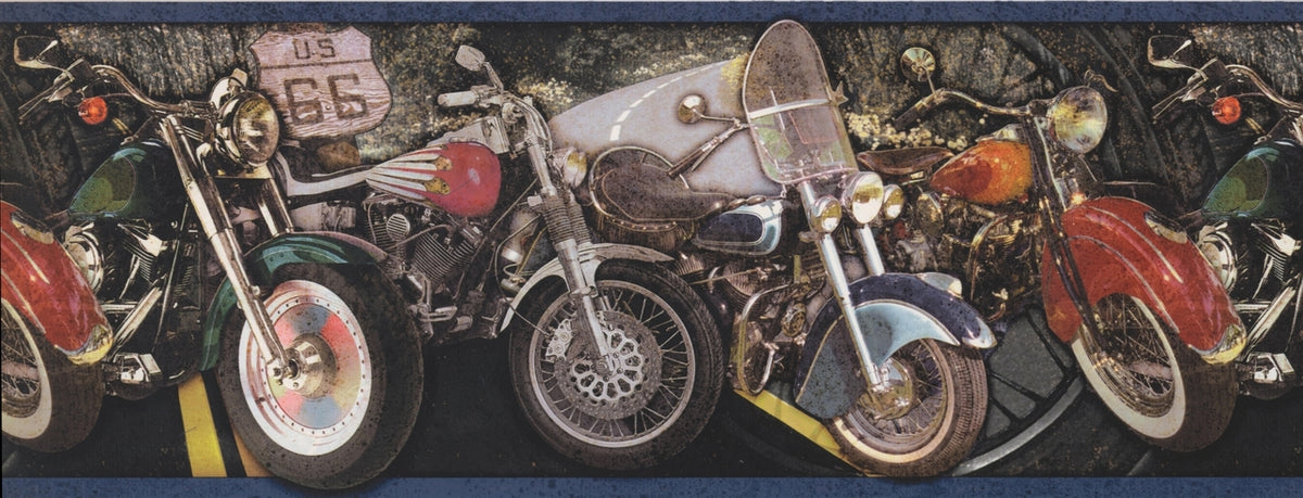 Vintage Motorcycles Black OA4012B Wallpaper Border