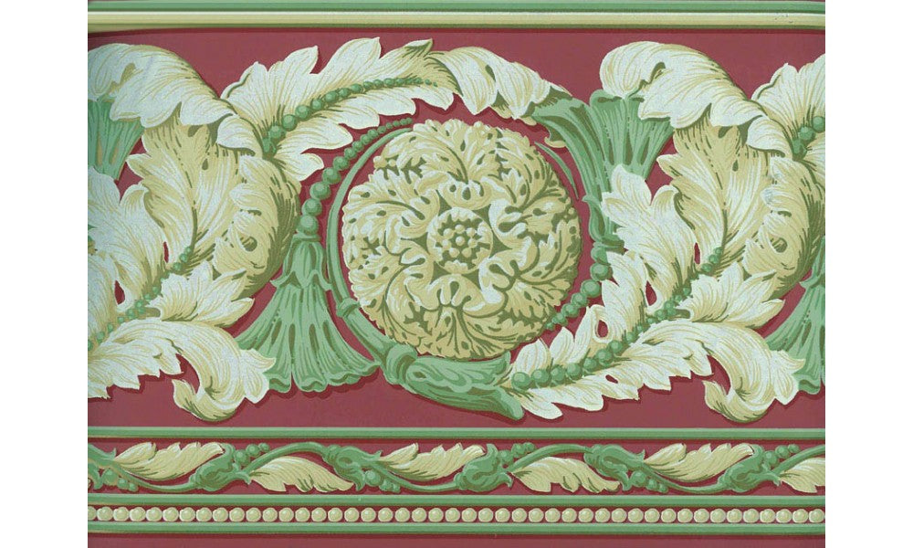 Maroon Leafy Floral Design VT4682B Wallpaper Border
