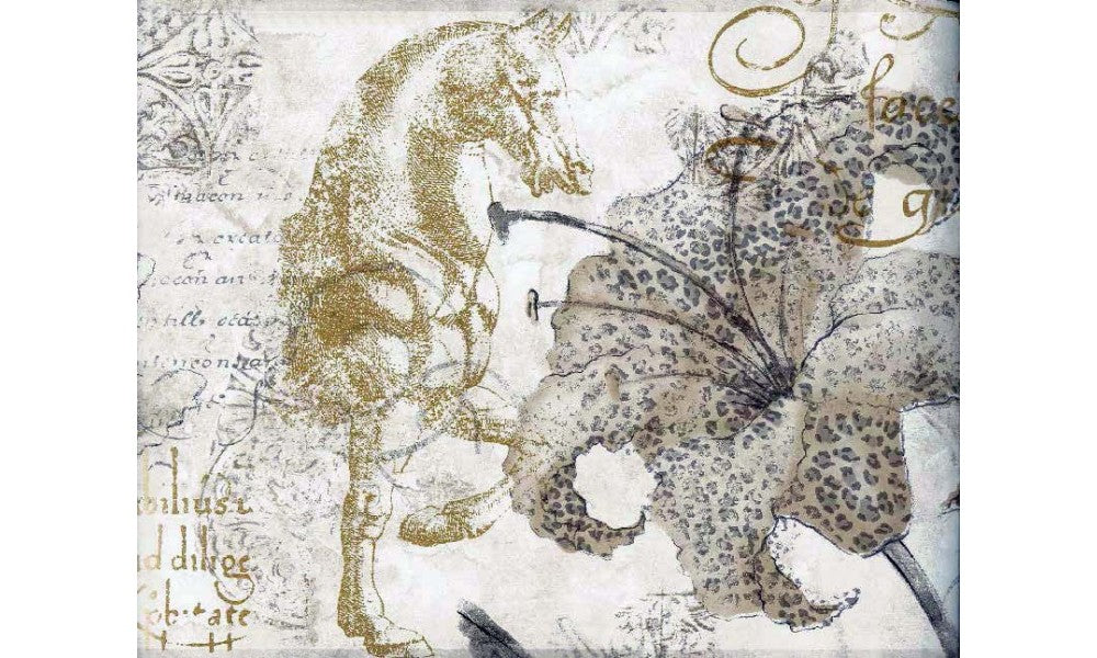 Paper Brown Hibiscus Sea Horse RG3701 Wallpaper Border