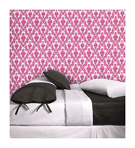 White and Fuchsia DA006 Damsel Self-Adhesive Wallpaper