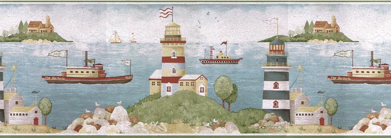 Lighthouses Boat SF30041 Wallpaper Border