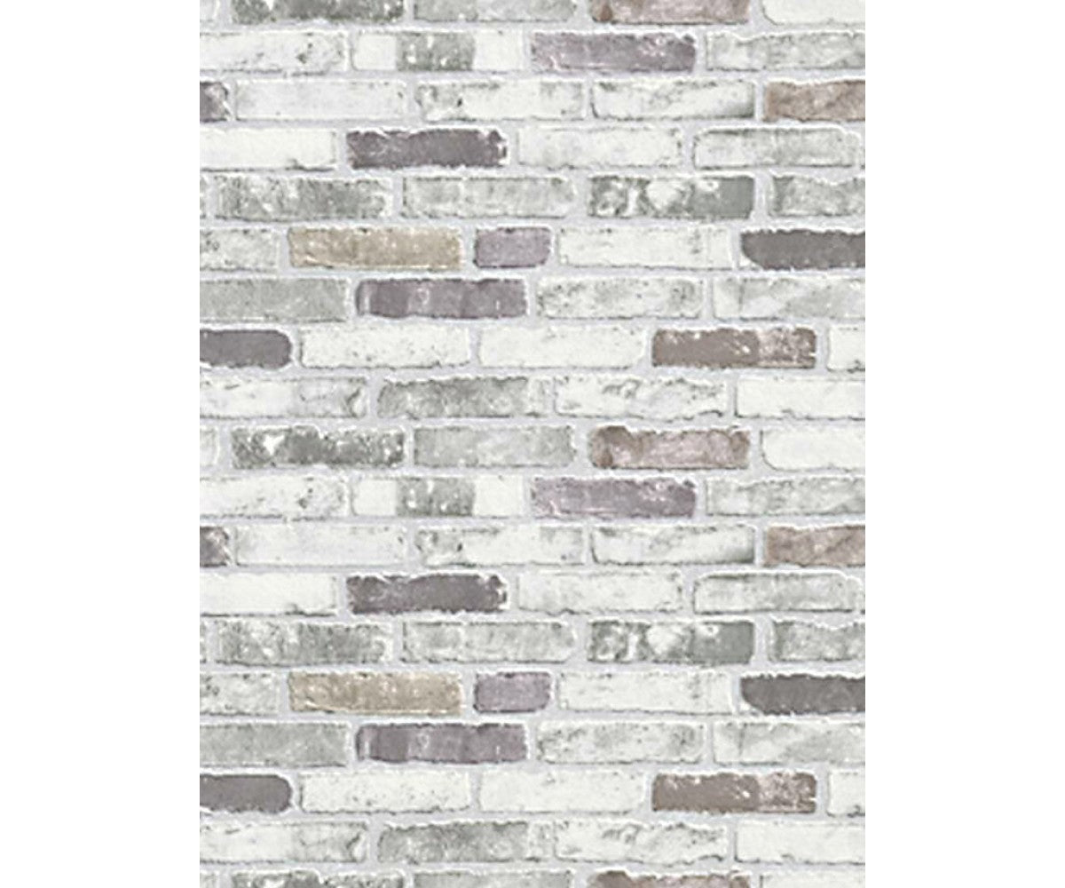White Grey 6703-10 Brick Wallpaper