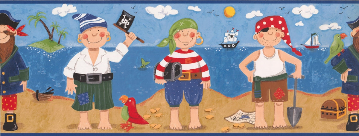 Pirates Parrot Fortune Sailboat BG1730BD Wallpaper Border