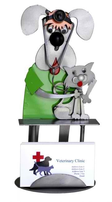 Vet Dog with Cat Business Card Holder