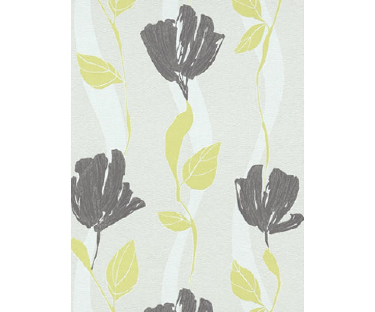 Green 6749-07 Floral Wallpaper