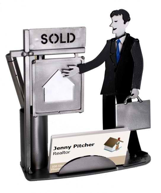 Male Real Estate Agent Business Card Holder