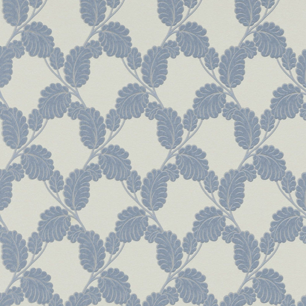 Embossed Leaf Trail Blue Silver 6758-08 Wallpaper