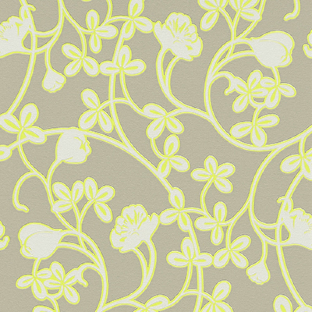 Floral Motifs Scroll Green Taupe 6831-07 Wallpaper