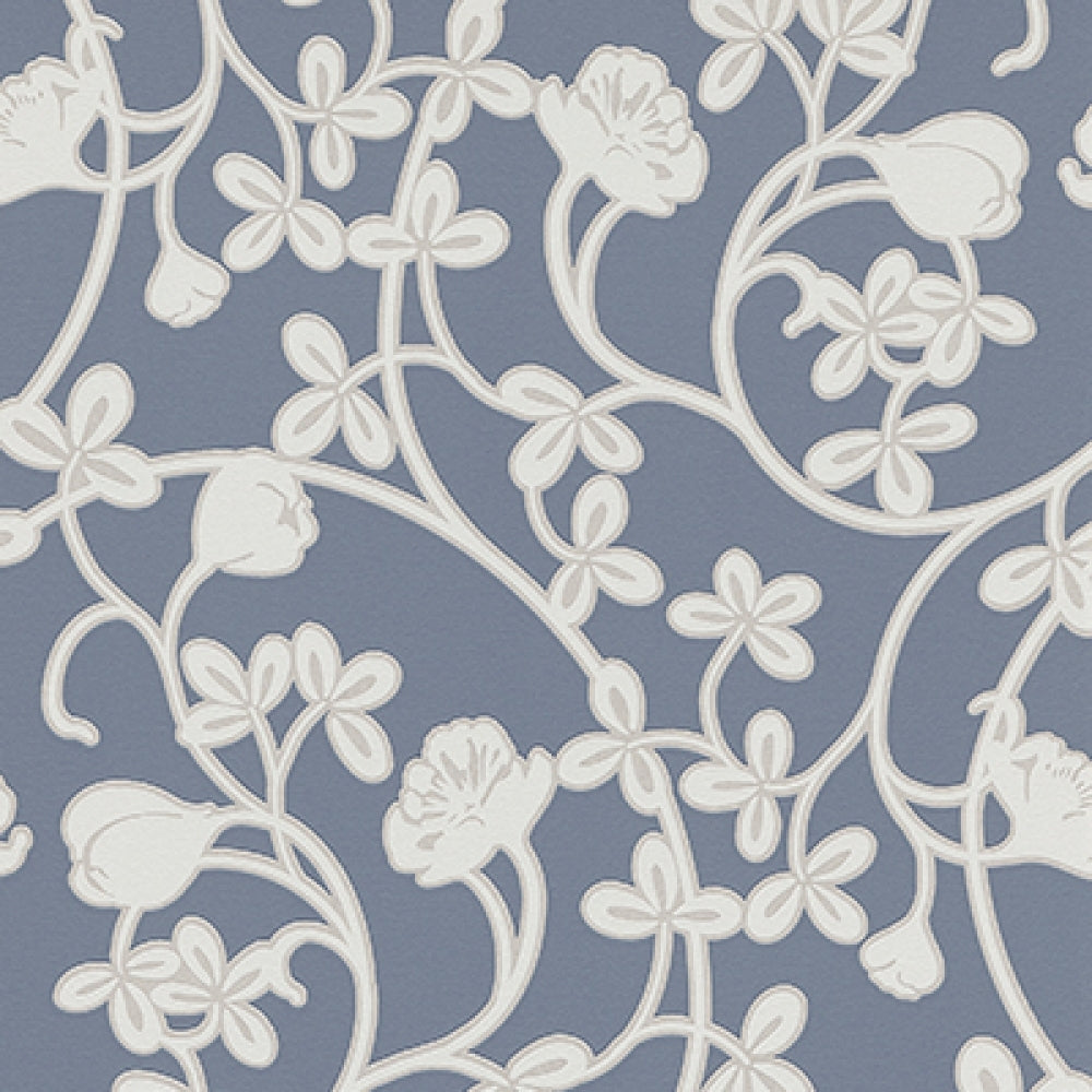 Floral Motifs Scroll Blue Grey 6831-08 Wallpaper