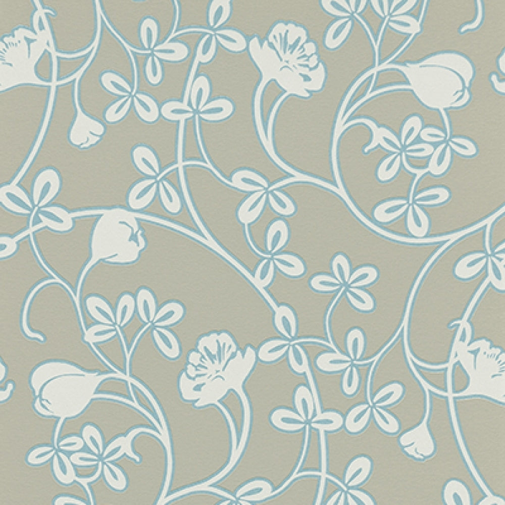 Floral Motifs Scroll Taupe Turquoise 6831-18 Wallpaper