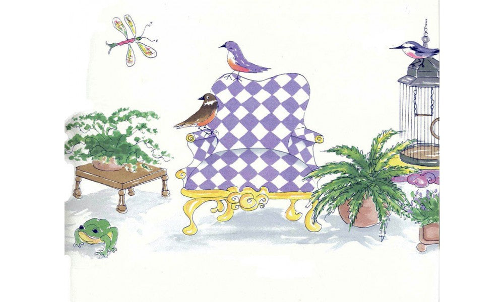 Birds Check Chair OR164 Wallpaper Border