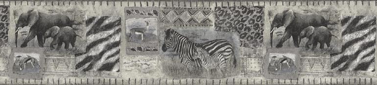 Elephant Zebra Print TM75087 Wallpaper Border