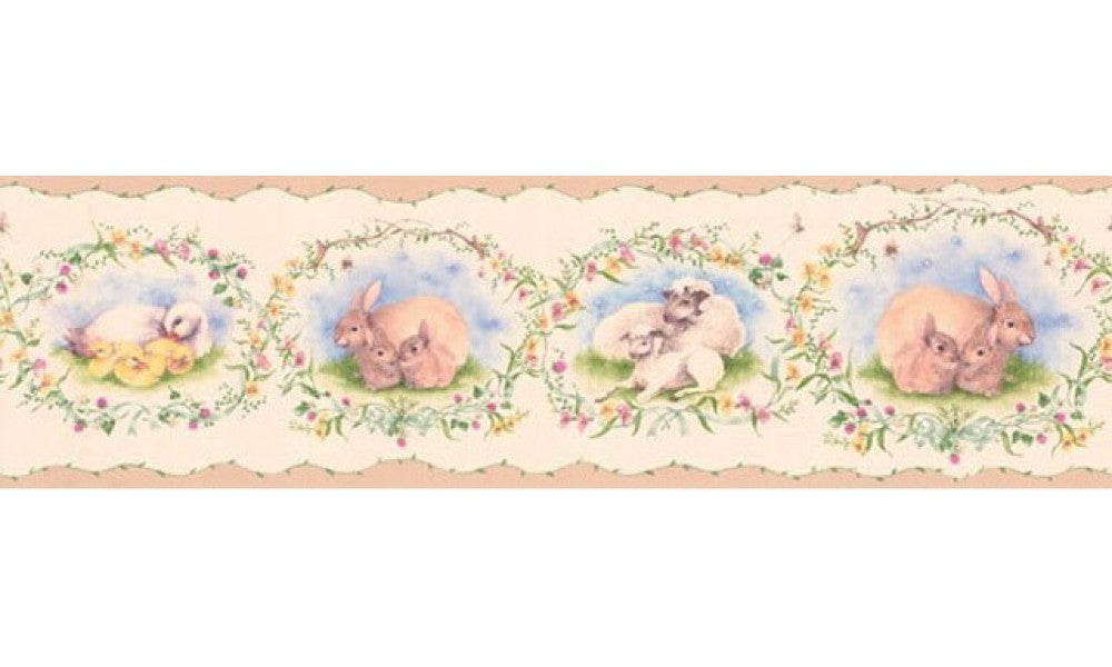 Peach Mothers and Babies Animals BH1807 Wallpaper Border